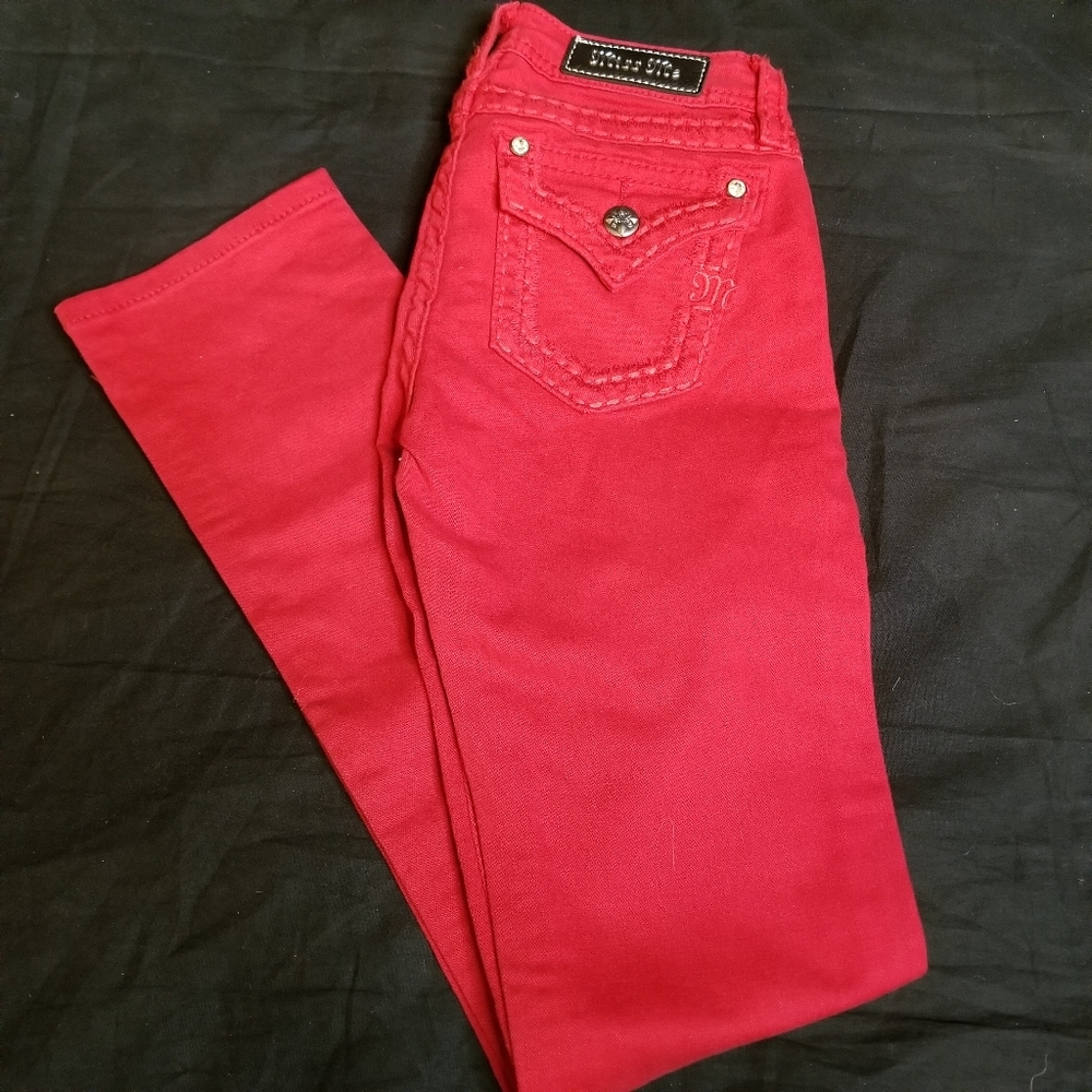 Red Girls Miss Me Skinny Jeans
